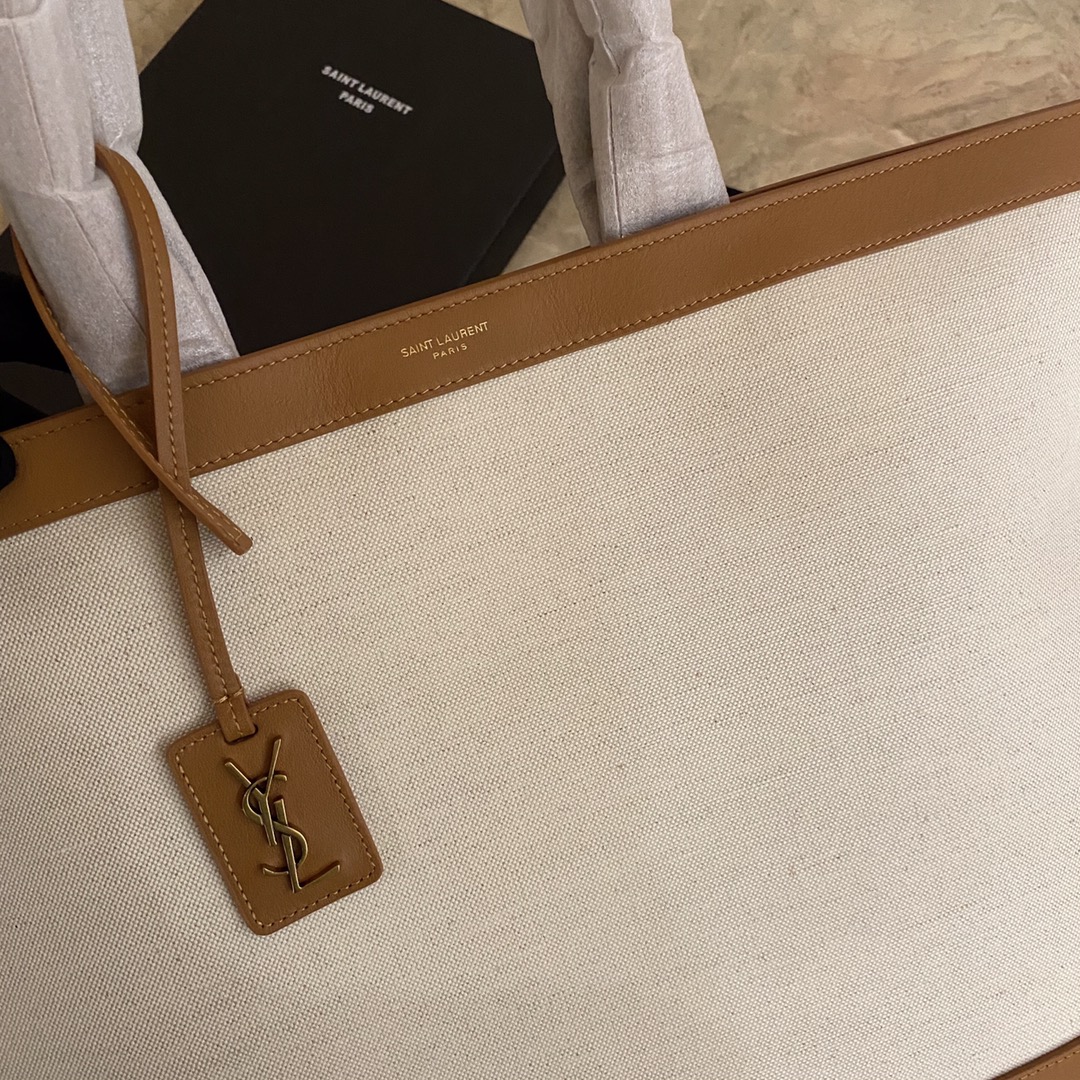SHOPPING TAG IN CANVAS AND LEATHER
