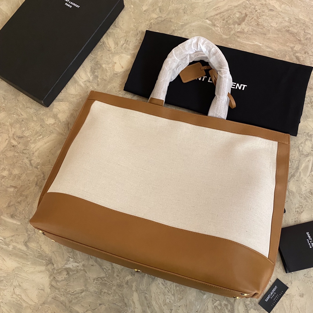SHOPPING TAG IN CANVAS AND LEATHER