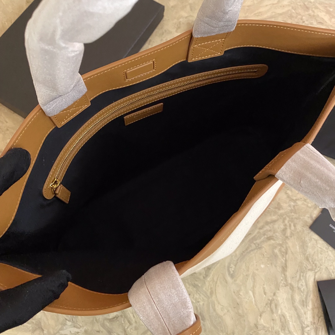 SHOPPING TAG IN CANVAS AND LEATHER
