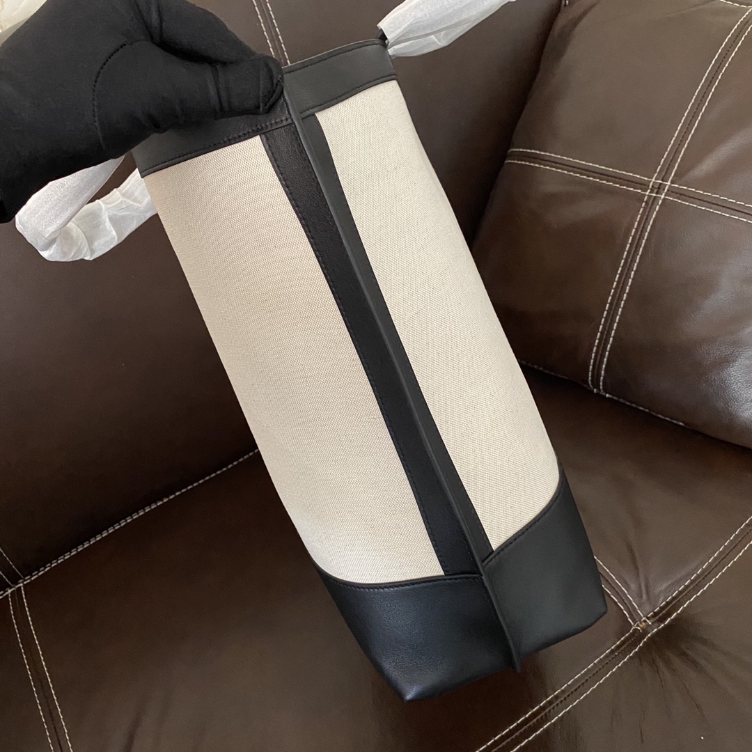 SHOPPING TAG IN CANVAS AND LEATHER