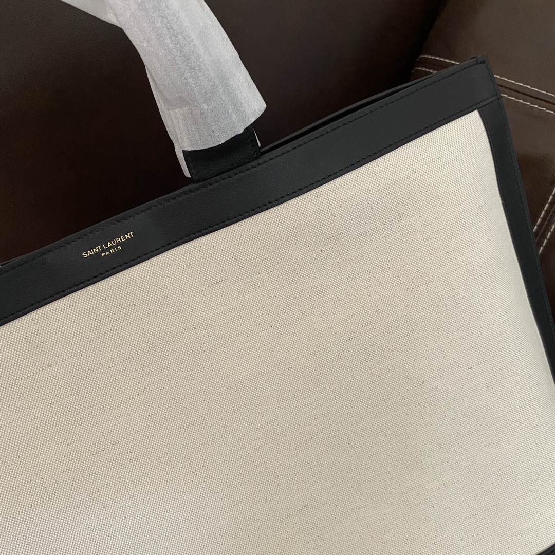 SHOPPING TAG IN CANVAS AND LEATHER