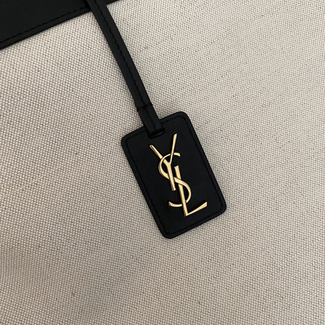 SHOPPING TAG IN CANVAS AND LEATHER