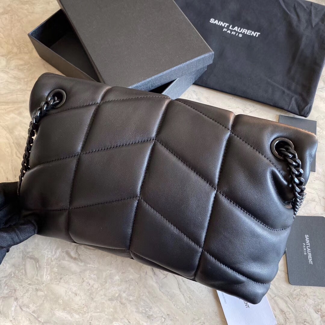 PUFFER MEDIUM BAG IN QUILTED LAMBSKIN–35CM