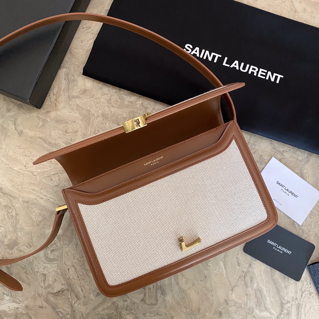 SOLFERINO MEDIUM SATCHEL IN BOX SAINT LAURENT LEATHER