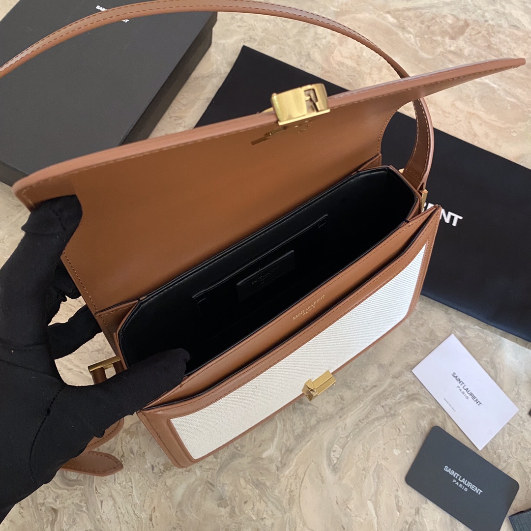 SOLFERINO MEDIUM SATCHEL IN BOX SAINT LAURENT LEATHER