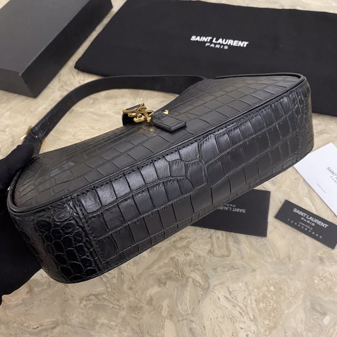 LE 5 À 7 HOBO BAG IN CROCODILE-EMBOSSED SHINY LEATHER