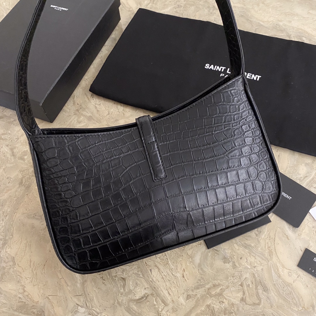 LE 5 À 7 HOBO BAG IN CROCODILE-EMBOSSED SHINY LEATHER
