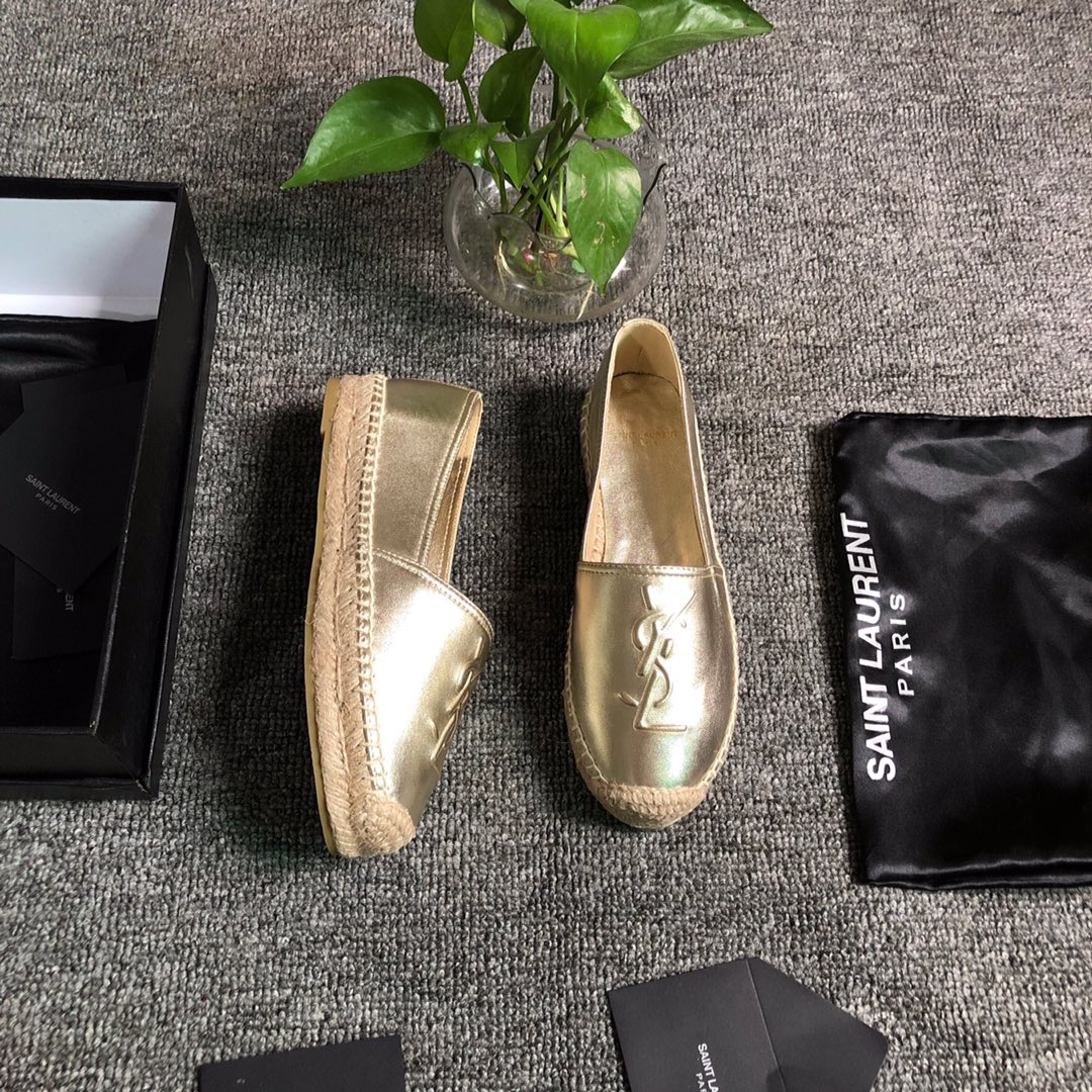 MONOGRAM ESPADRILLES IN METALIZED LAMBSKIN