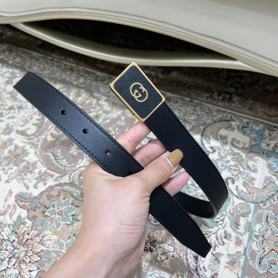G*u*i square leather metal buckle