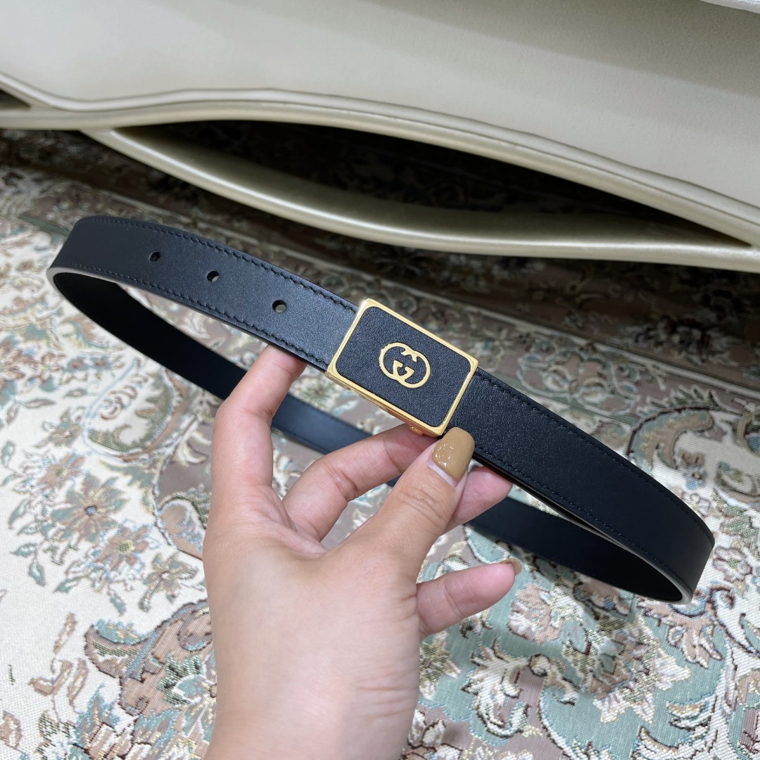 G*u*i square leather metal buckle