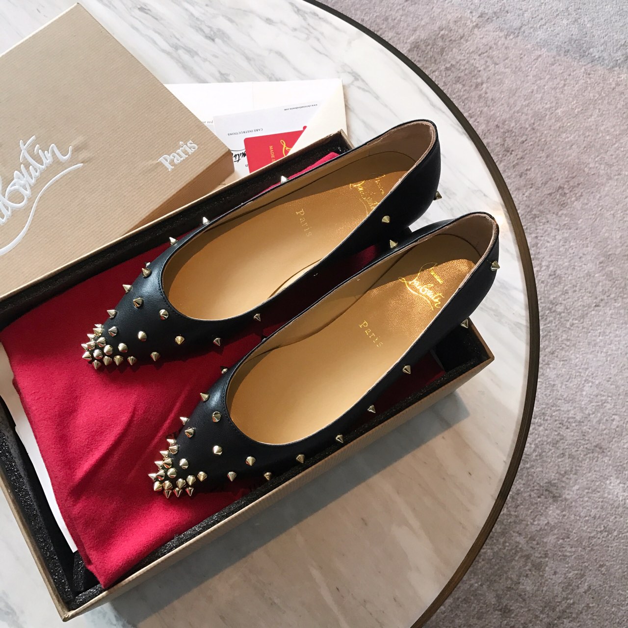Ch**an louboutin flip spikes flats