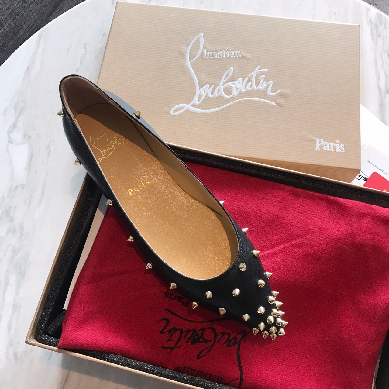 Ch**an louboutin flip spikes flats