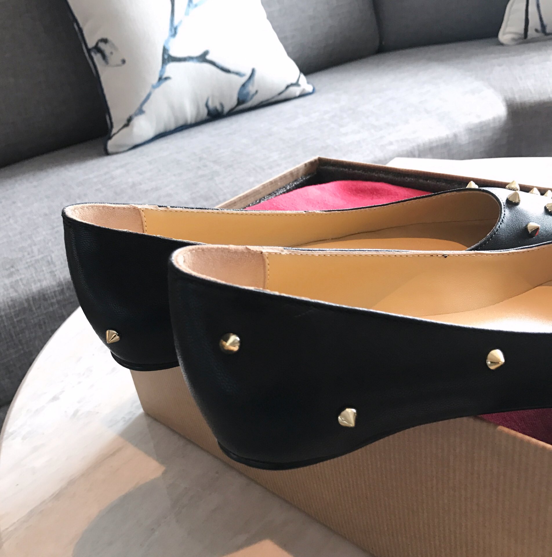 Ch**an louboutin flip spikes flats