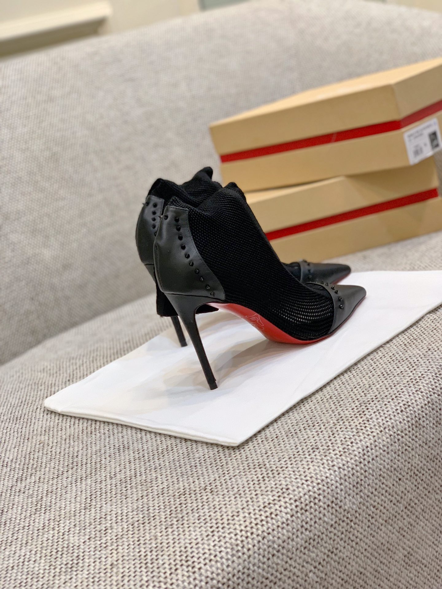 Ch**an louboutin flip spikes ankle boots