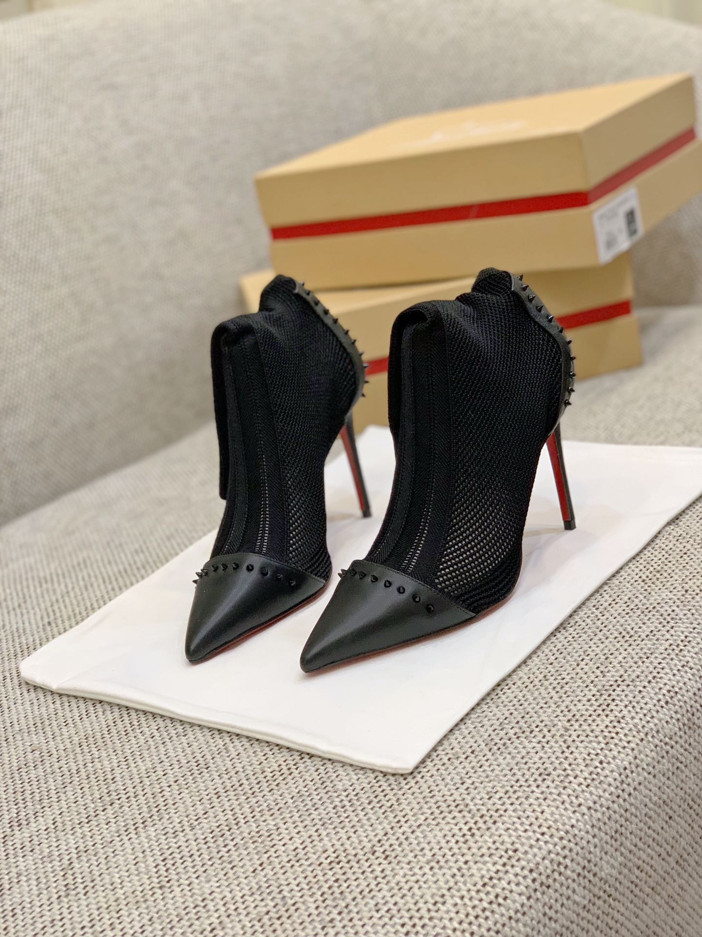 Ch**an louboutin flip spikes ankle boots