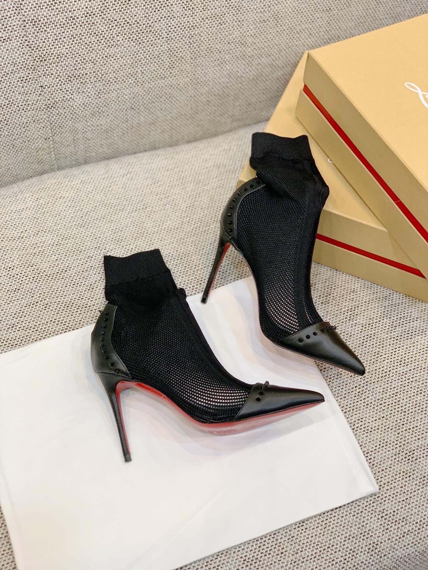 Ch**an louboutin flip spikes ankle boots