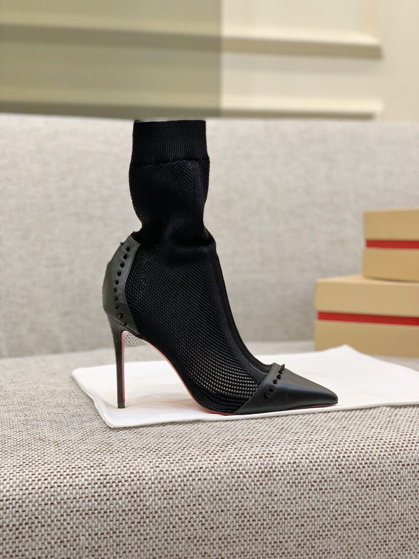 Ch**an louboutin flip spikes ankle boots