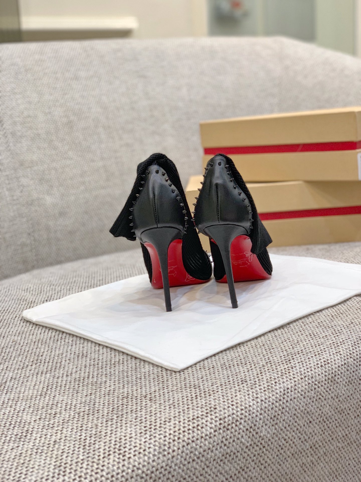 Ch**an louboutin flip spikes ankle boots