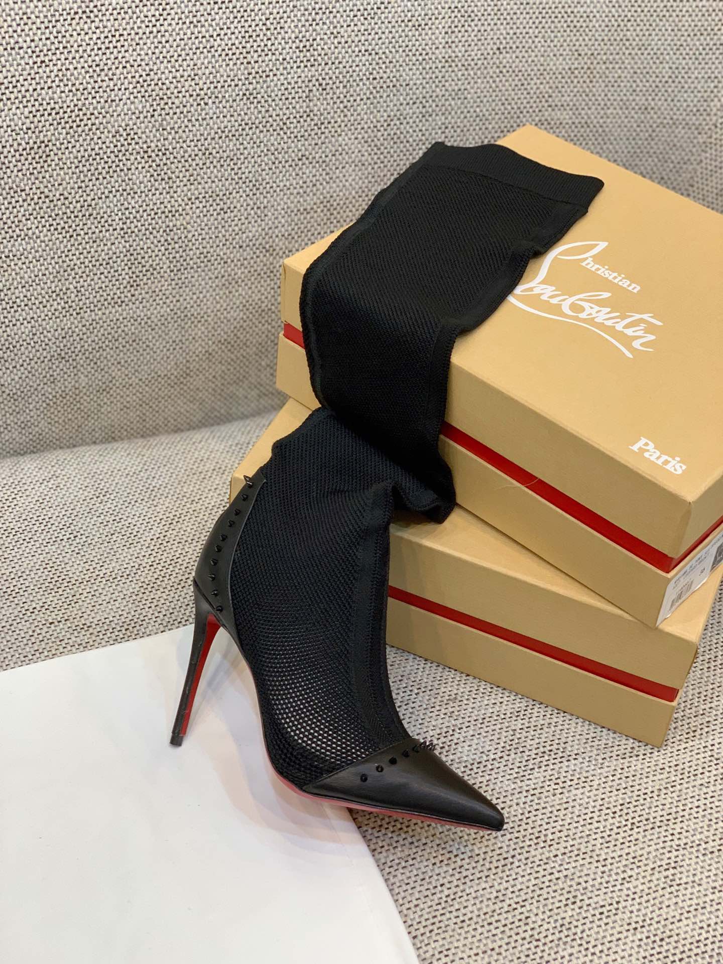 Ch**an louboutin flip spikes tall boots