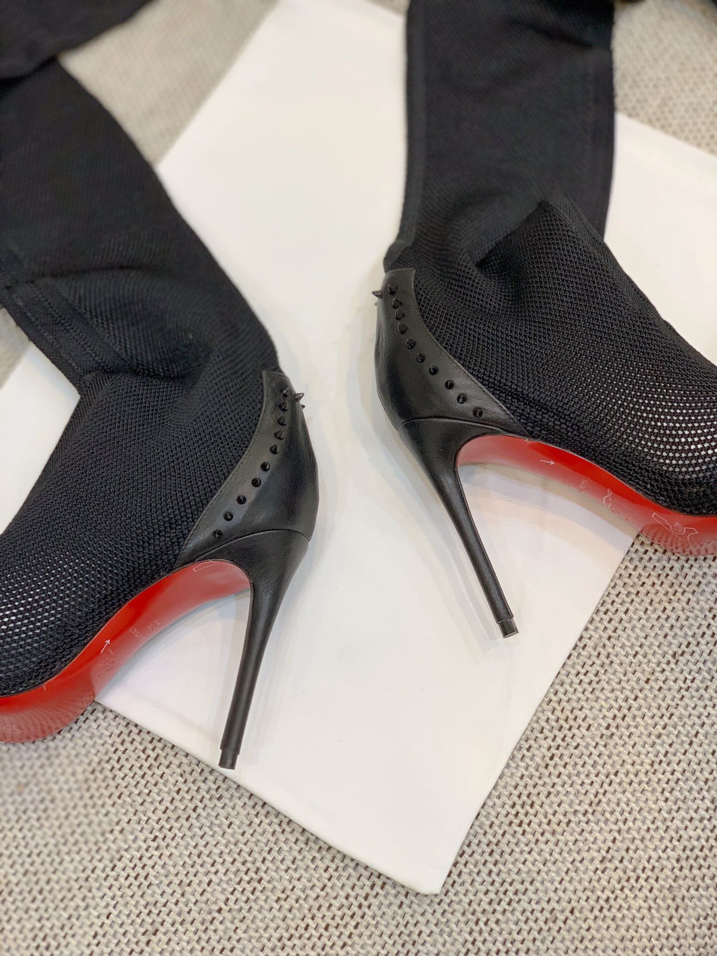 Ch**an louboutin flip spikes tall boots