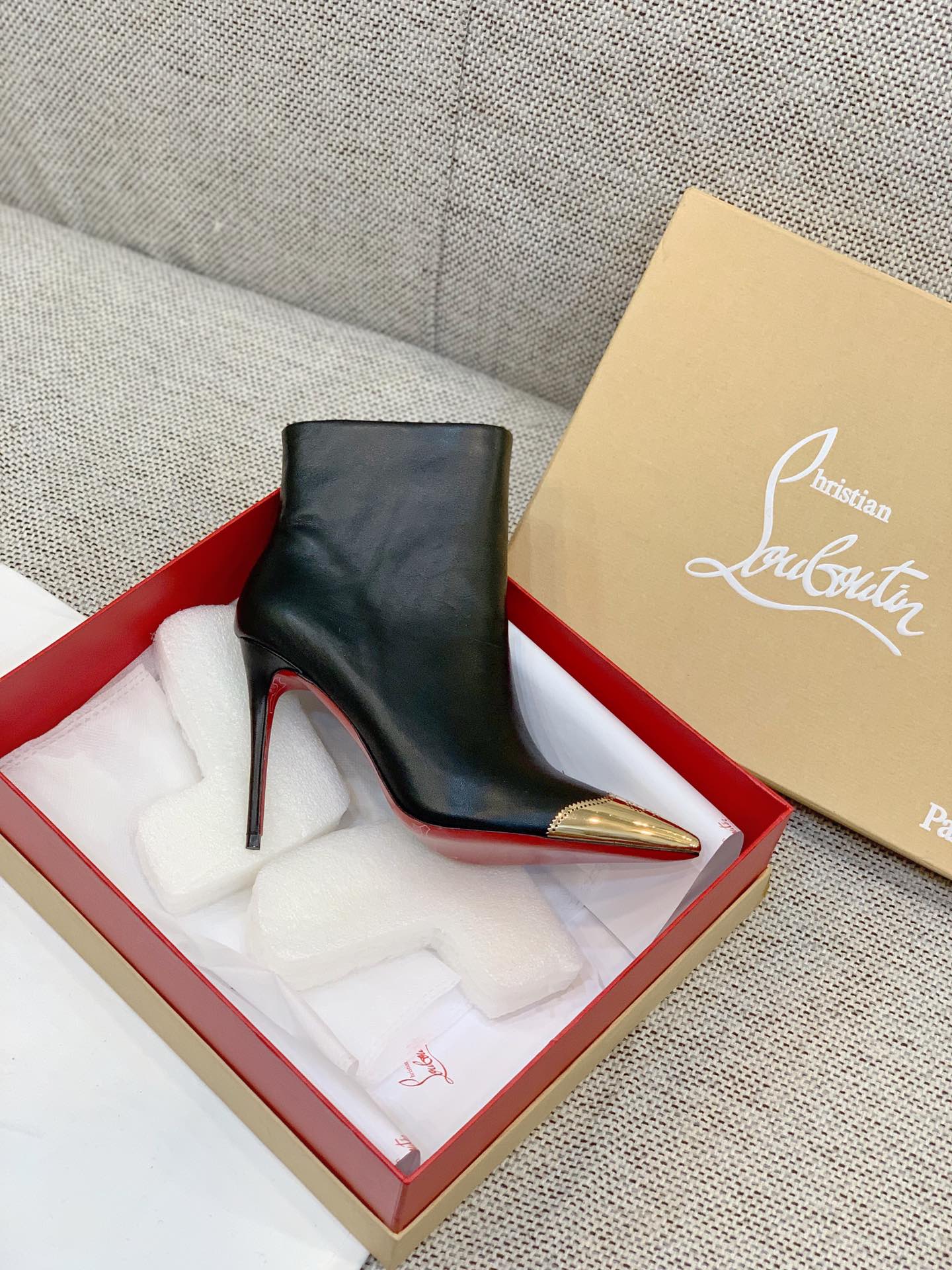 Ch**an louboutin golden toes ankle boots