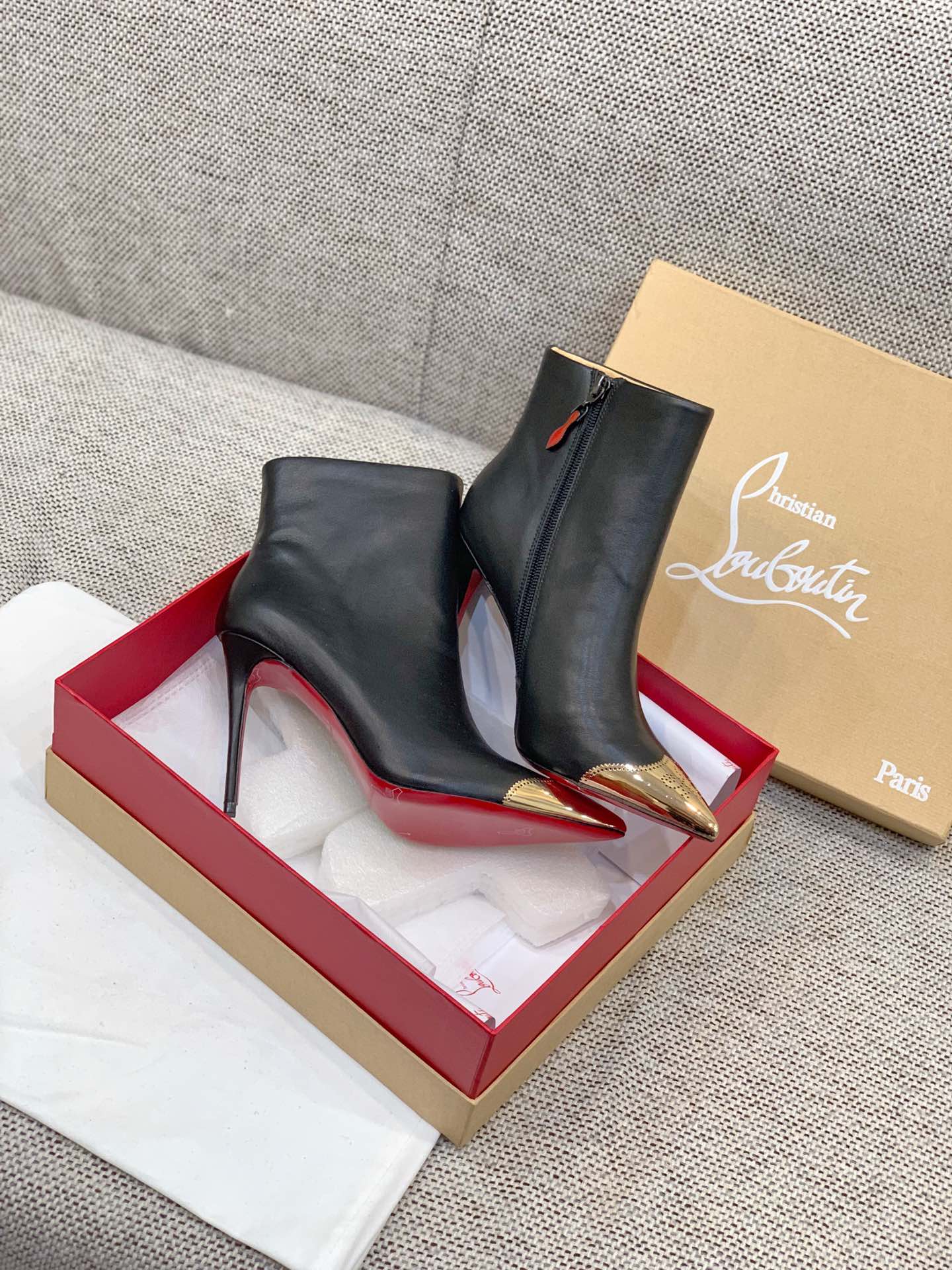 Ch**an louboutin golden toes ankle boots
