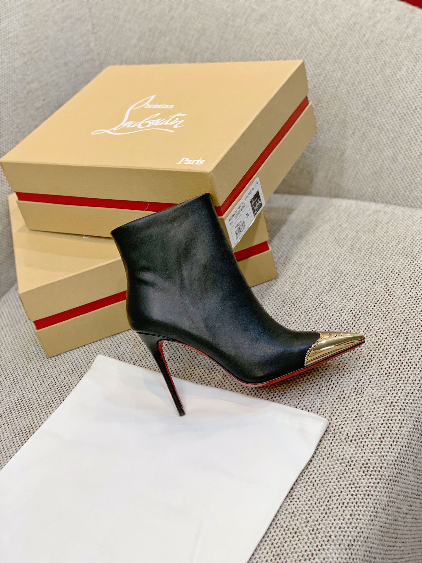 Ch**an louboutin golden toes ankle boots