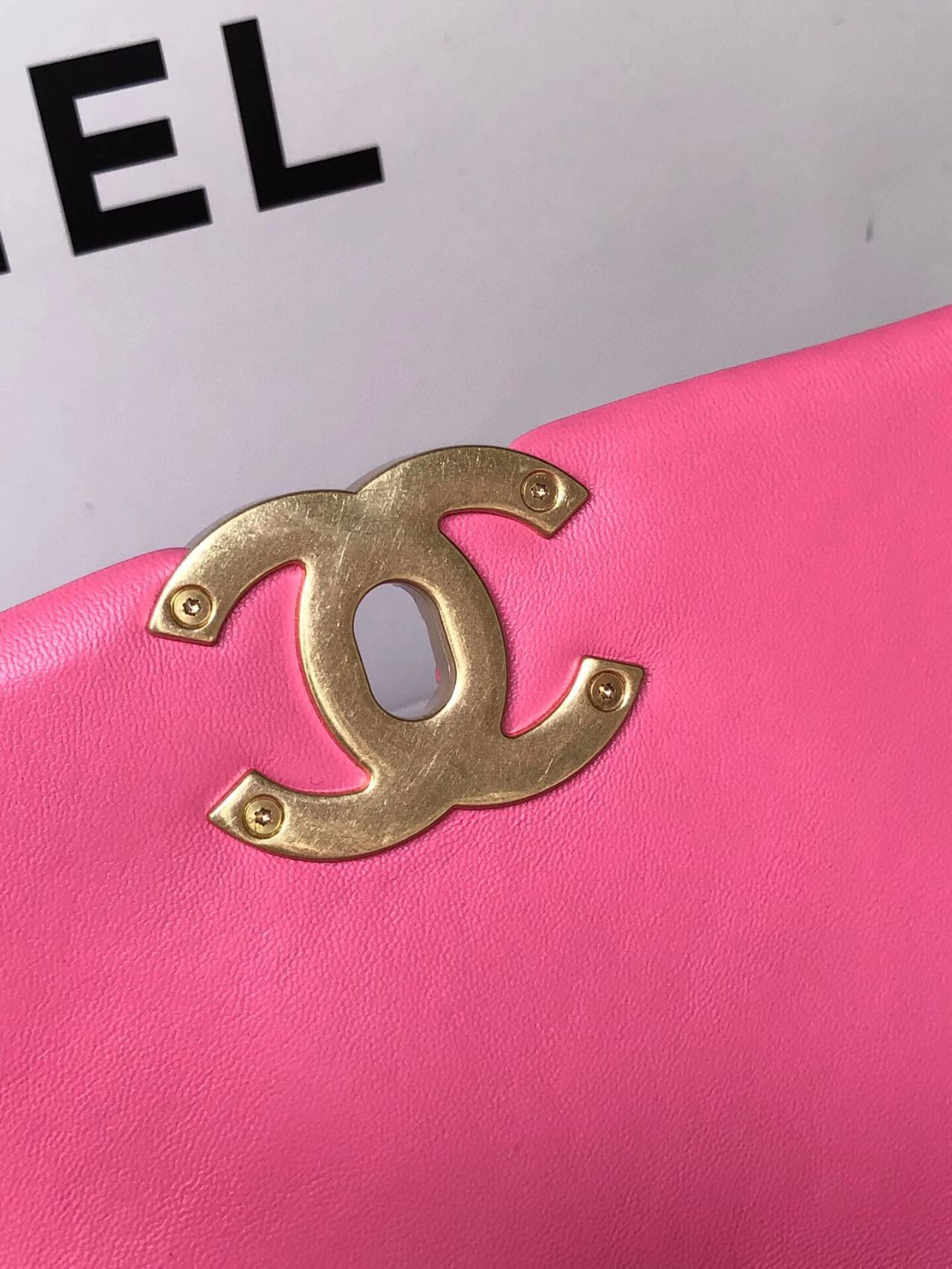 pink Ch*el flap bag