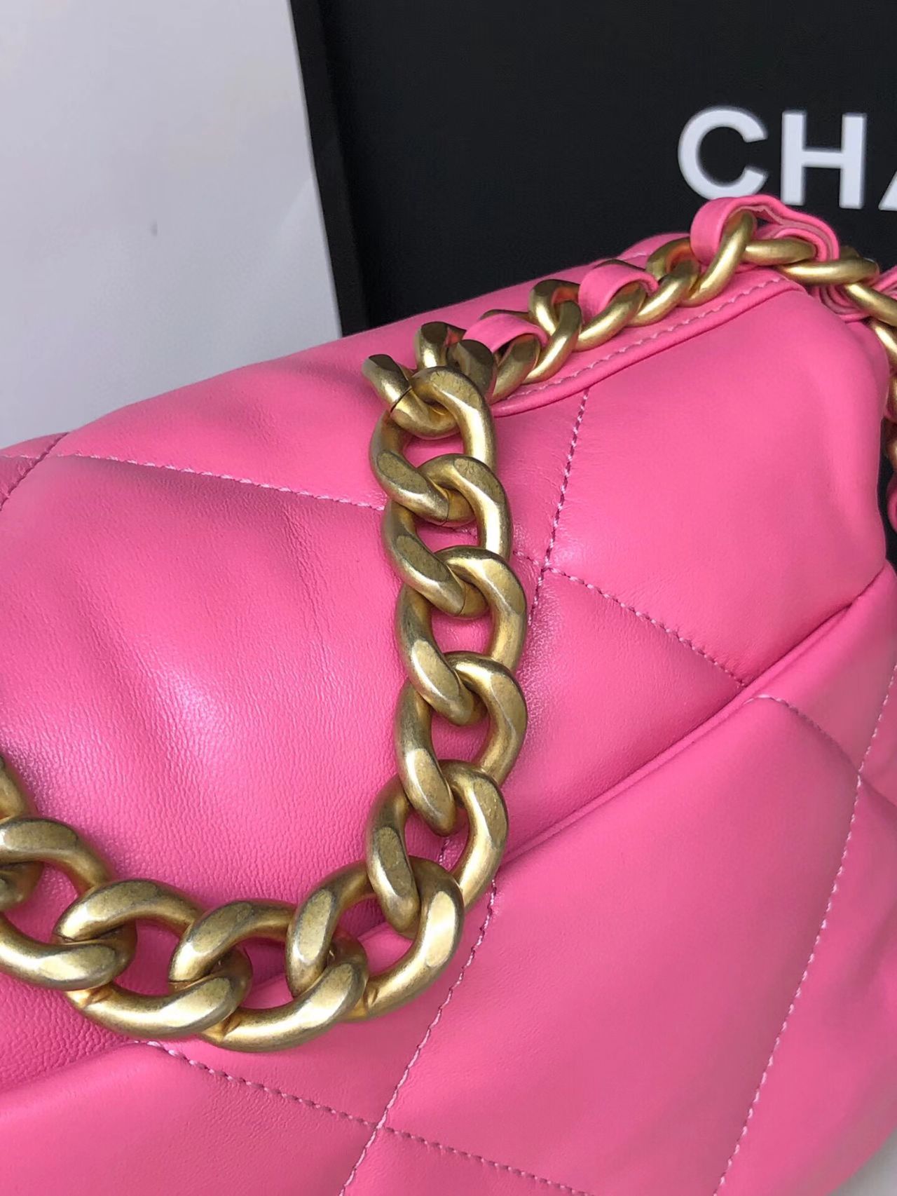 pink Ch*el flap bag