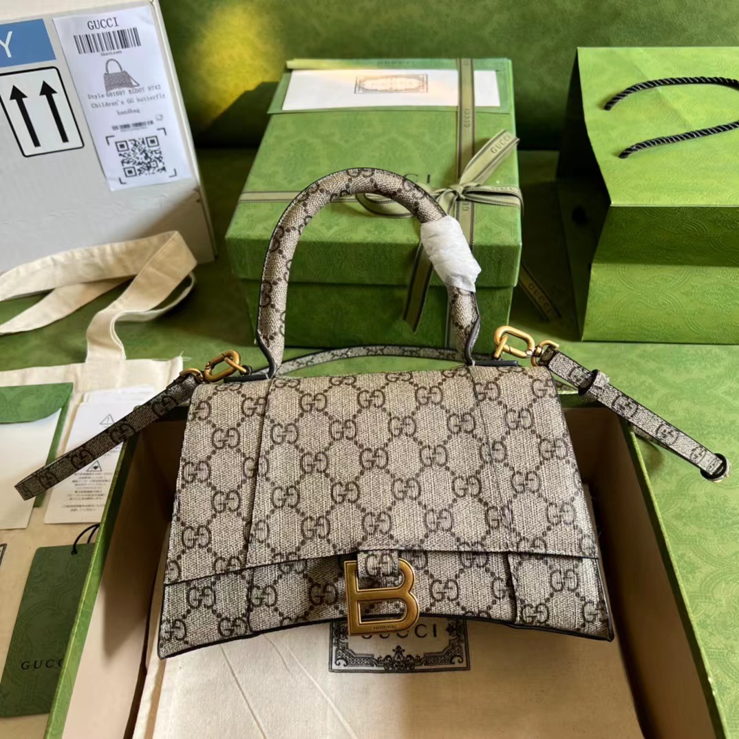 G*u*i x ba*len*cia*ga the hacker project small hourglass bag beige