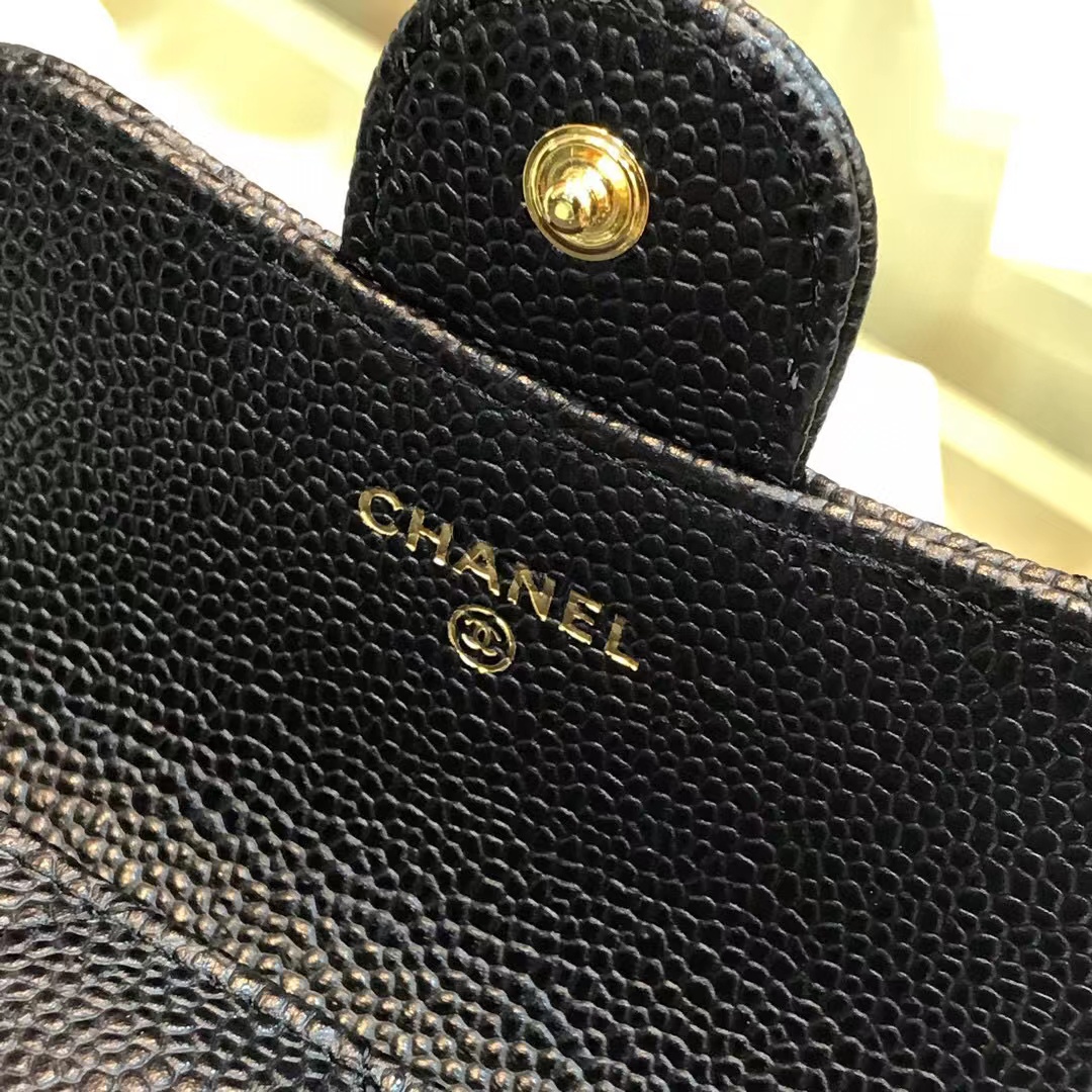 Ch*el classic leather wallet in black