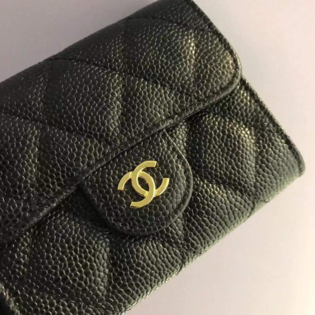 Ch*el classic leather wallet in black