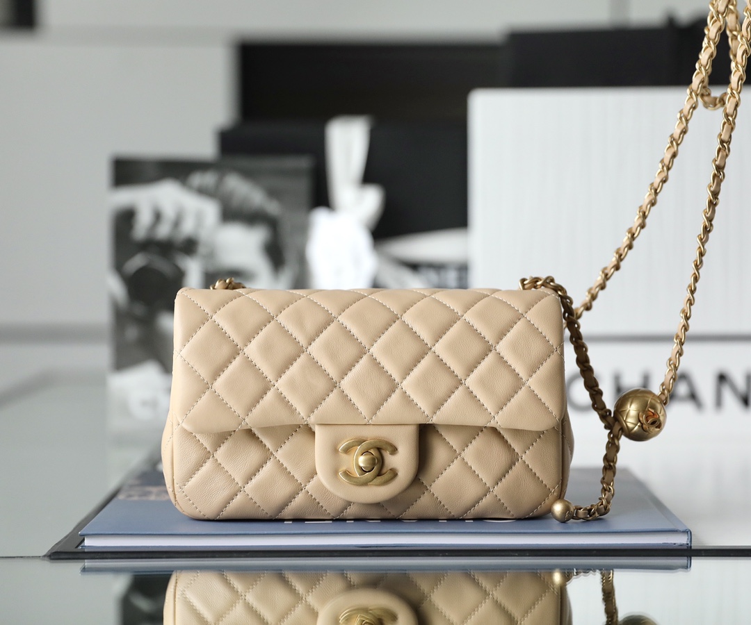Ch*el classic flap mini with golden ball
