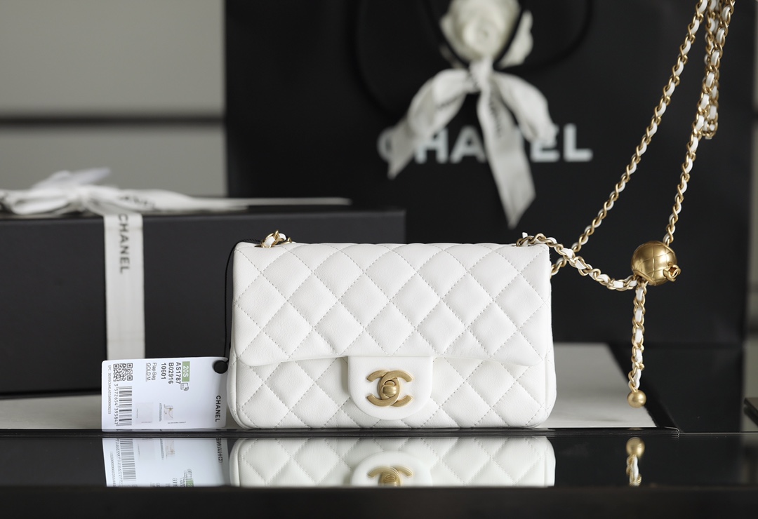 Ch*el classic flap mini with golden ball