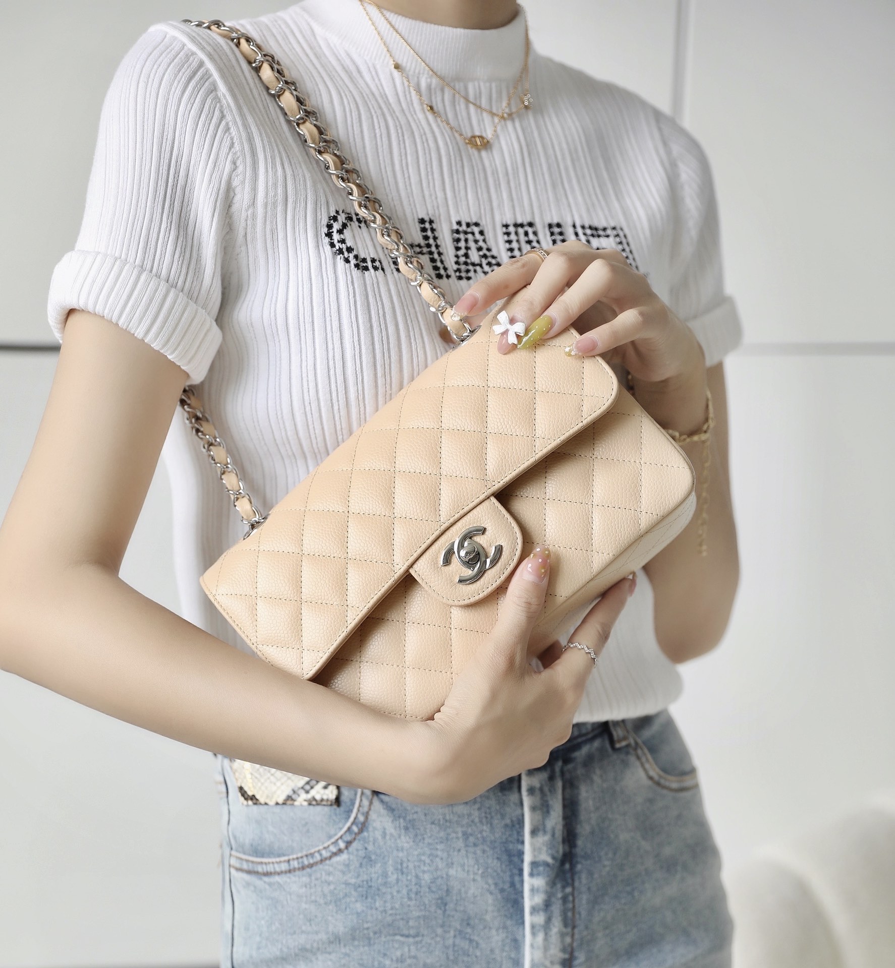 Ch*el small classic flap bag