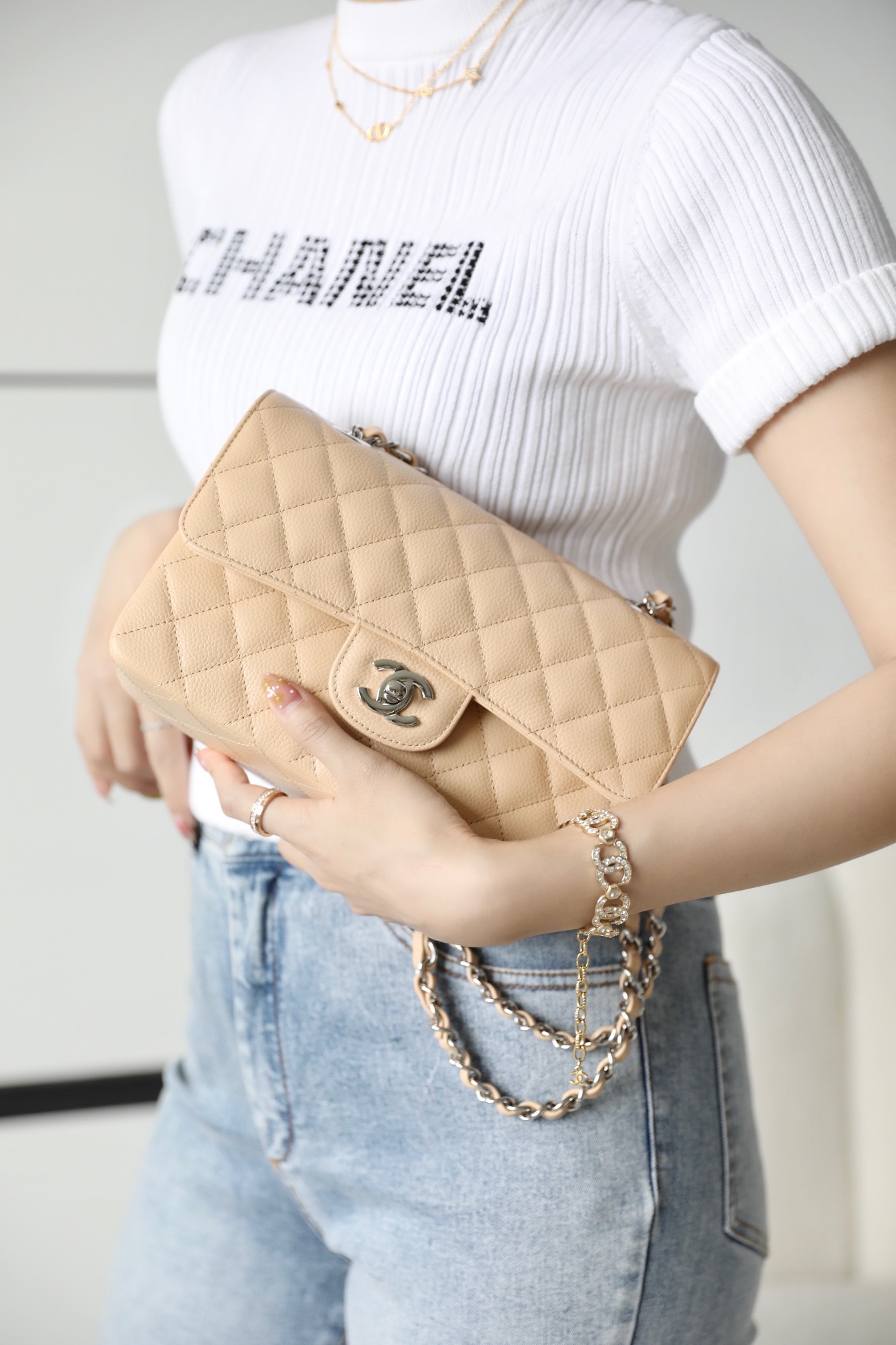 Ch*el small classic flap bag