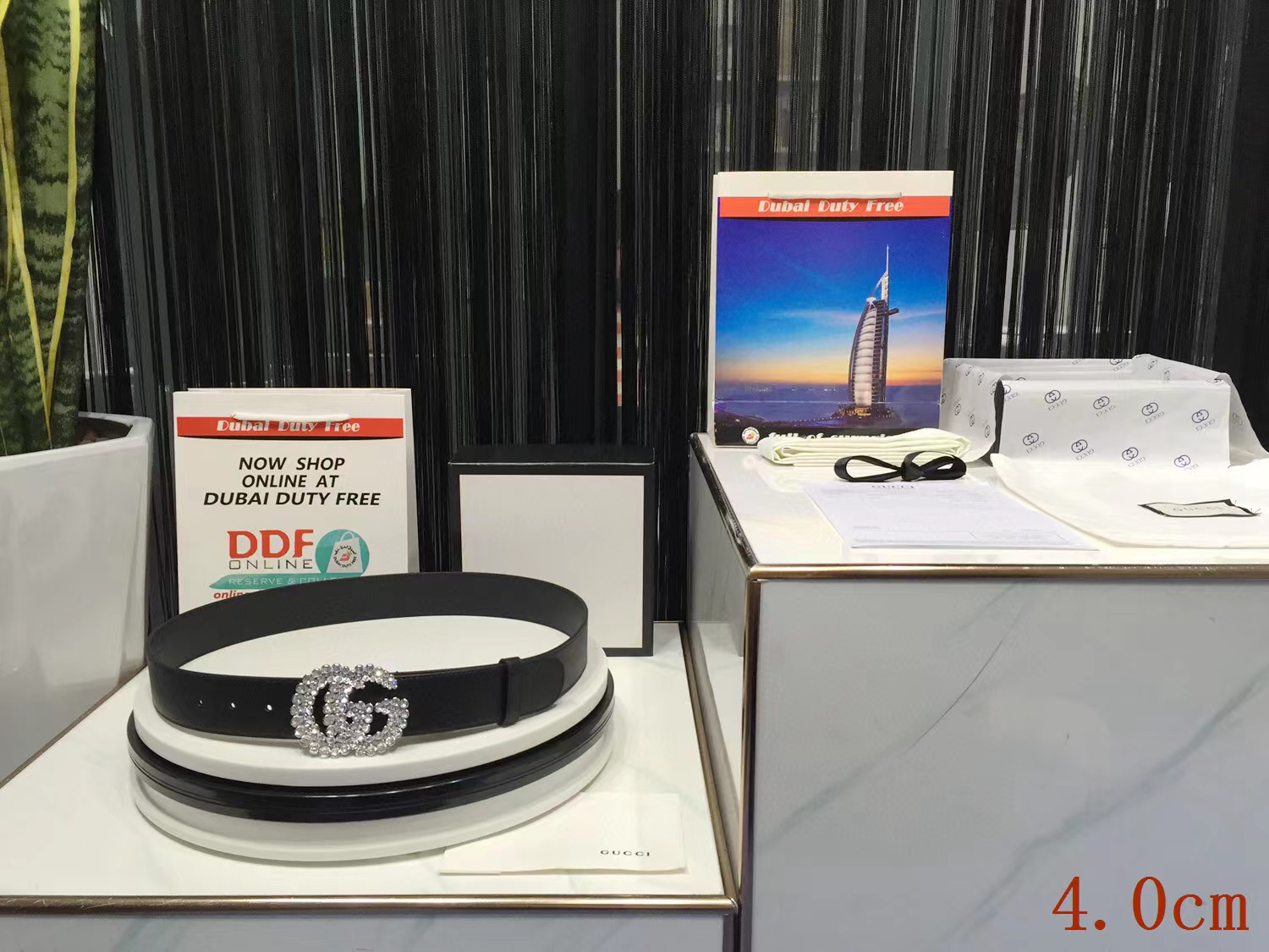 G*u*i leather belt with double g buckle black leather