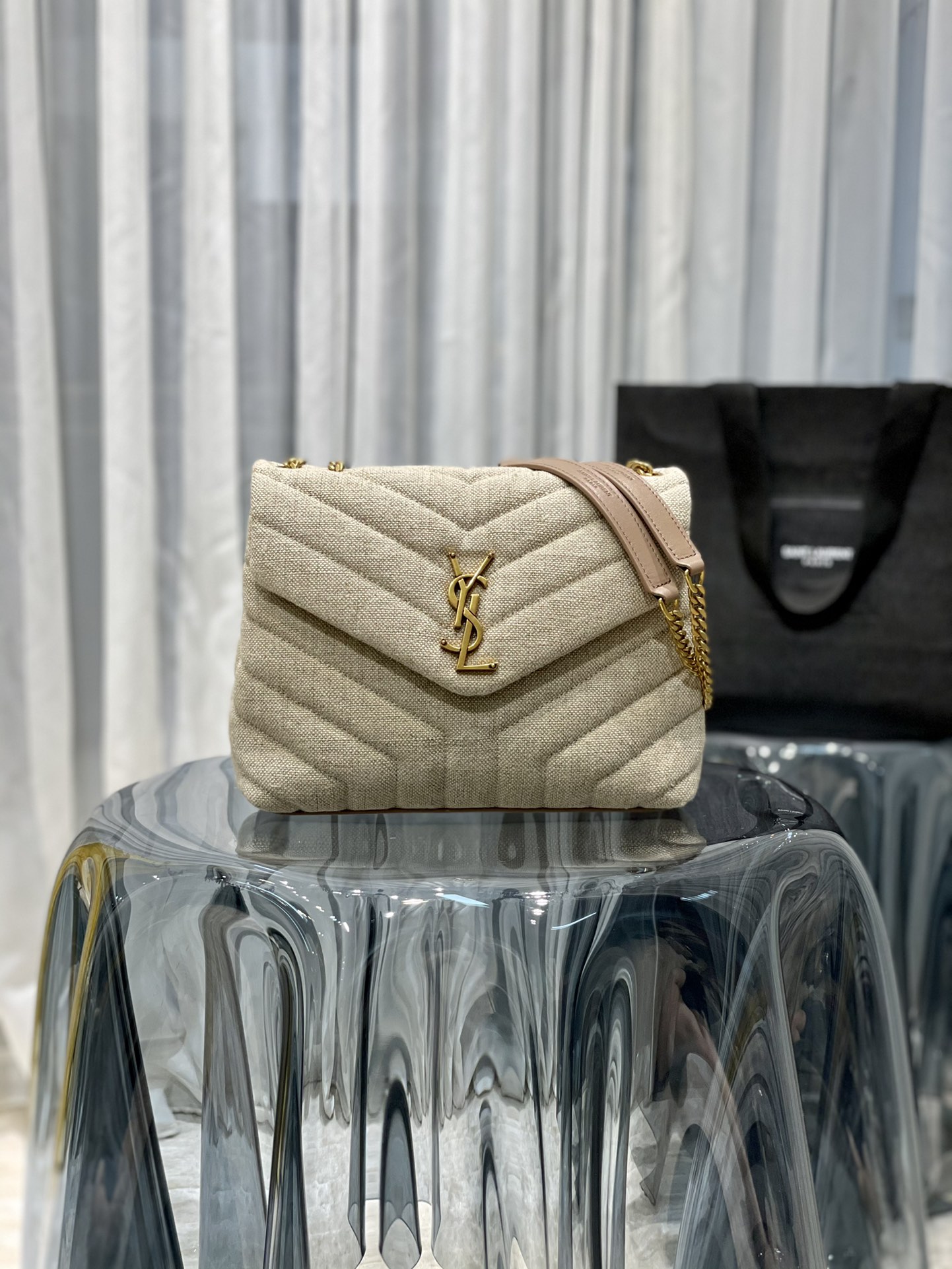 LOULOU SMALL CHAIN BAG IN QUILTED “Y” LEATHER