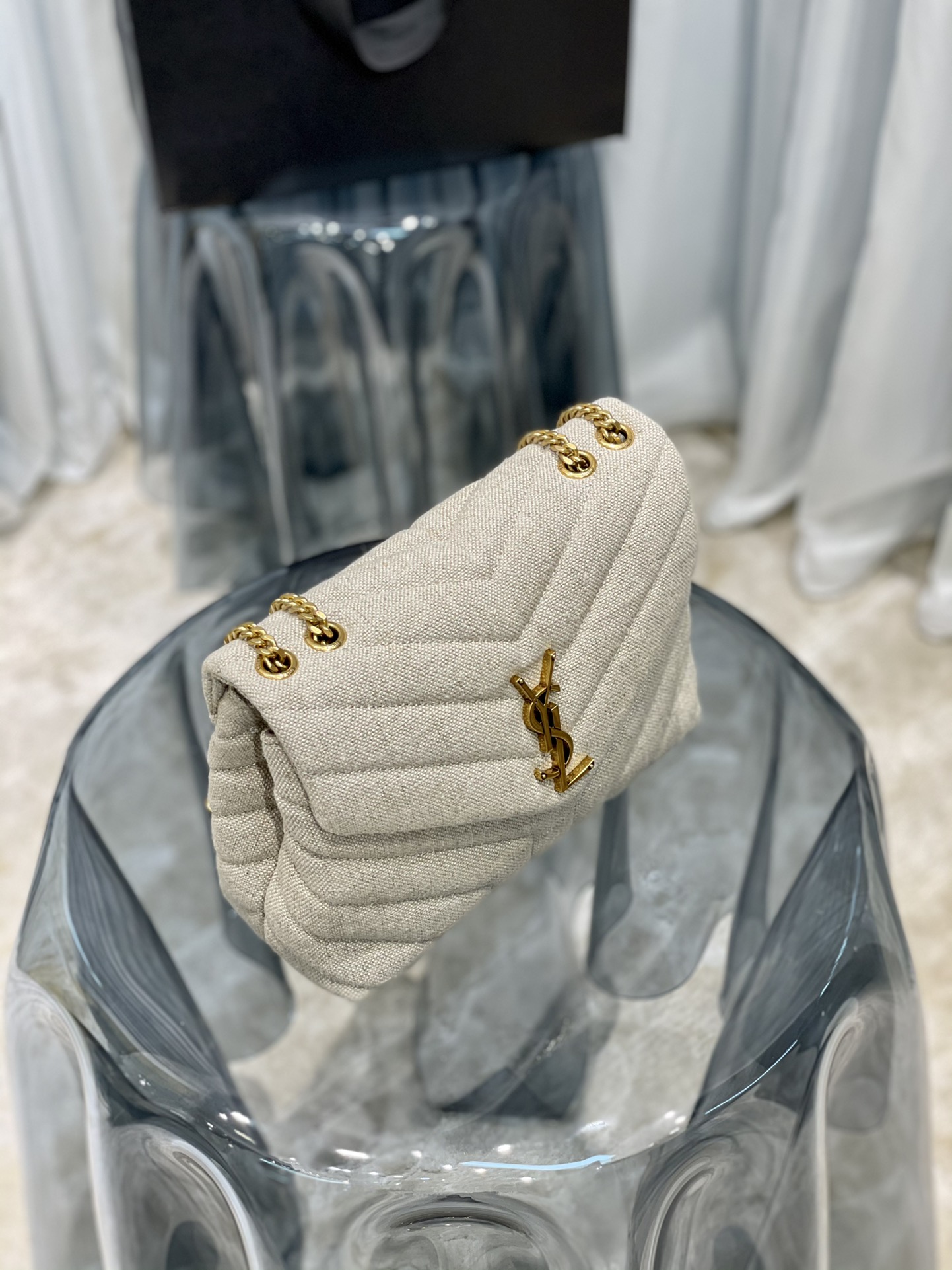 LOULOU SMALL CHAIN BAG IN QUILTED “Y” LEATHER