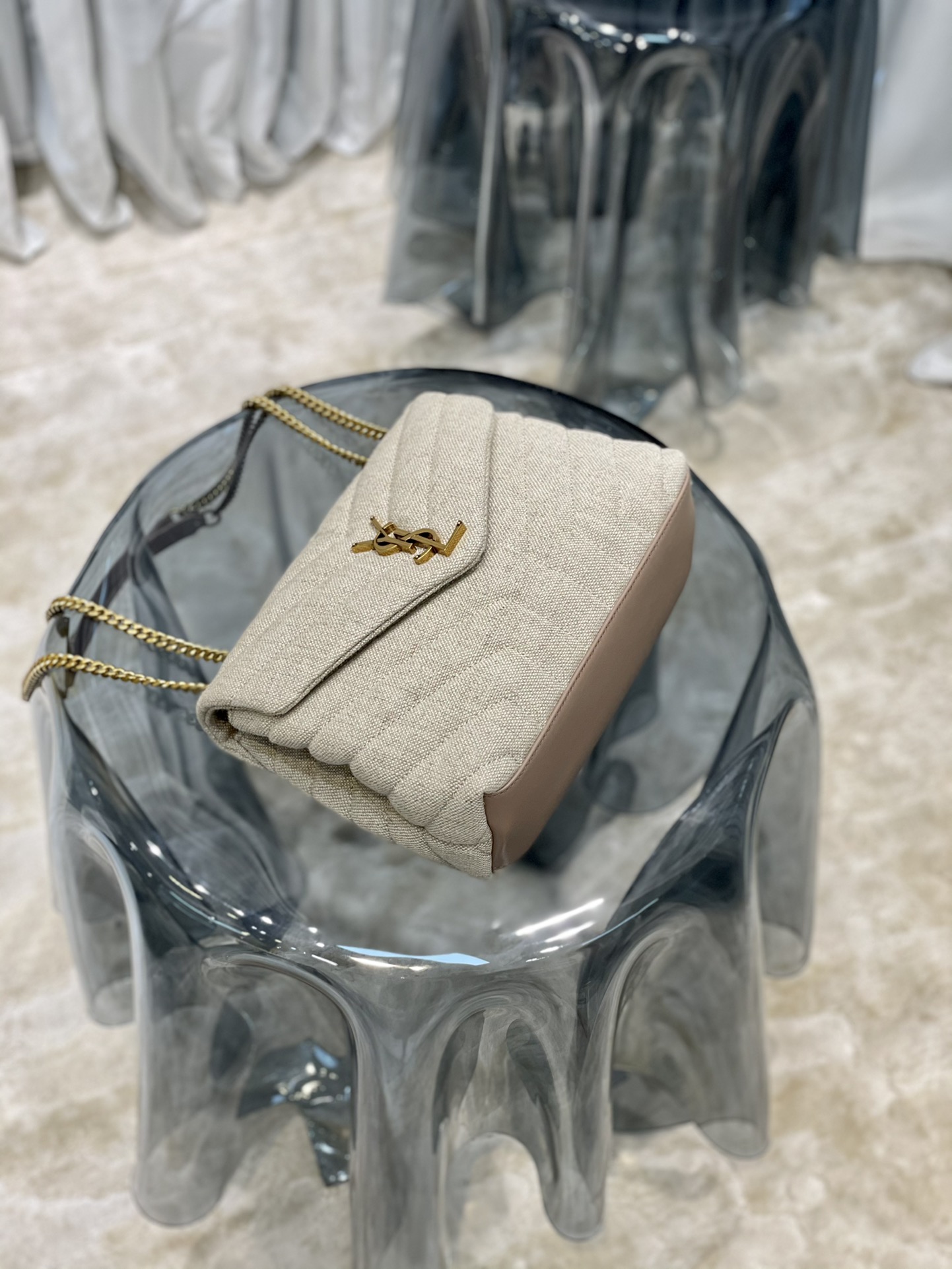 LOULOU SMALL CHAIN BAG IN QUILTED “Y” LEATHER