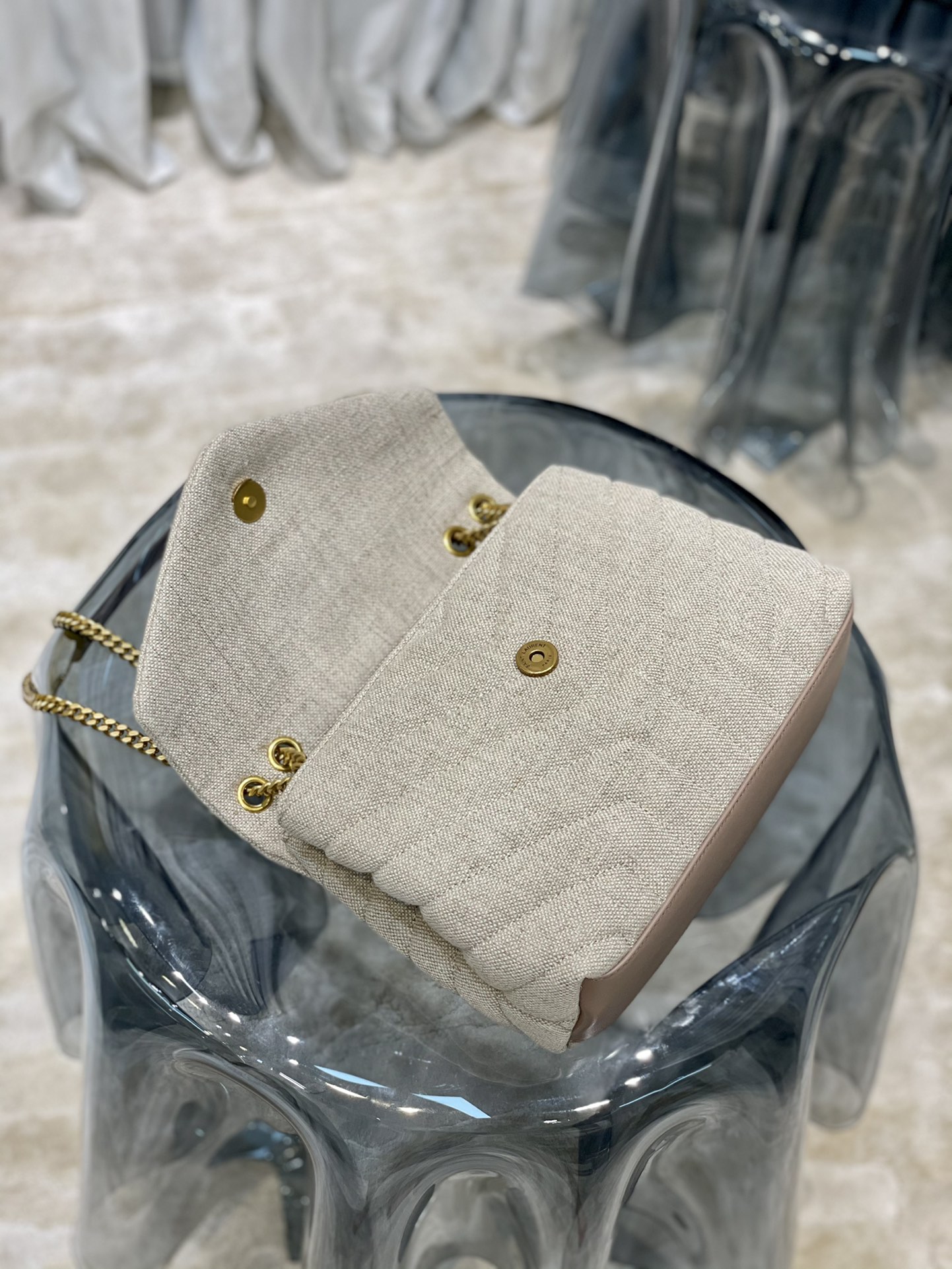 LOULOU SMALL CHAIN BAG IN QUILTED “Y” LEATHER