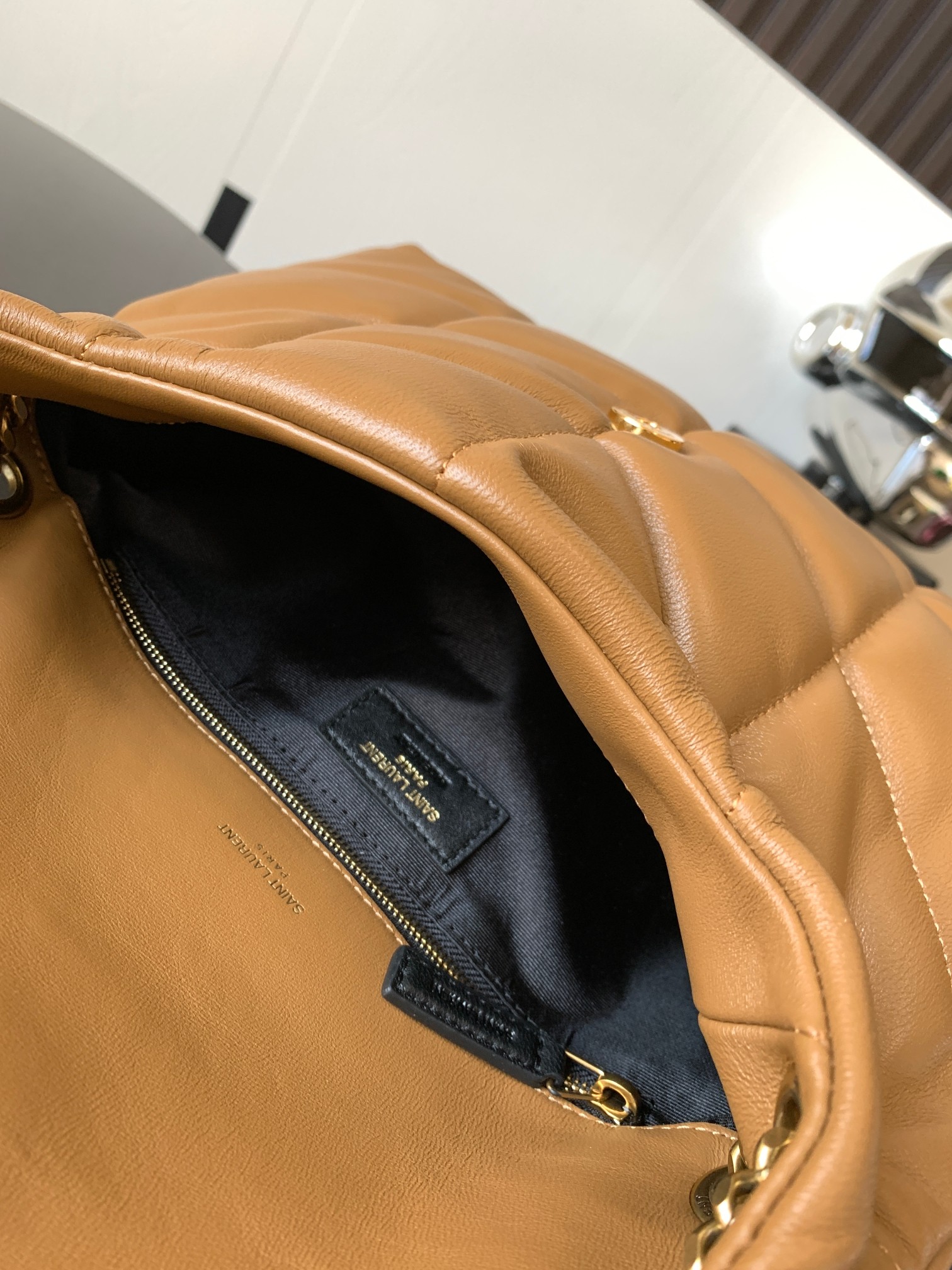 PUFFER SMALL CHAIN BAG IN VELVET AND SMOOTH LEATHER