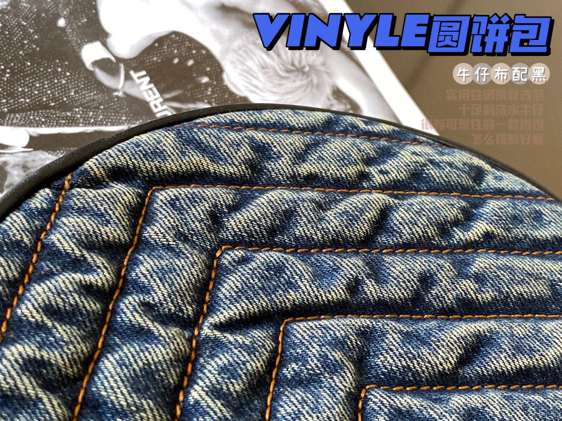 VINYLE ROUND CAMERA BAG IN CHEVRON-QUILTED GRAIN DE POUDRE EMBOSSED LEATHER