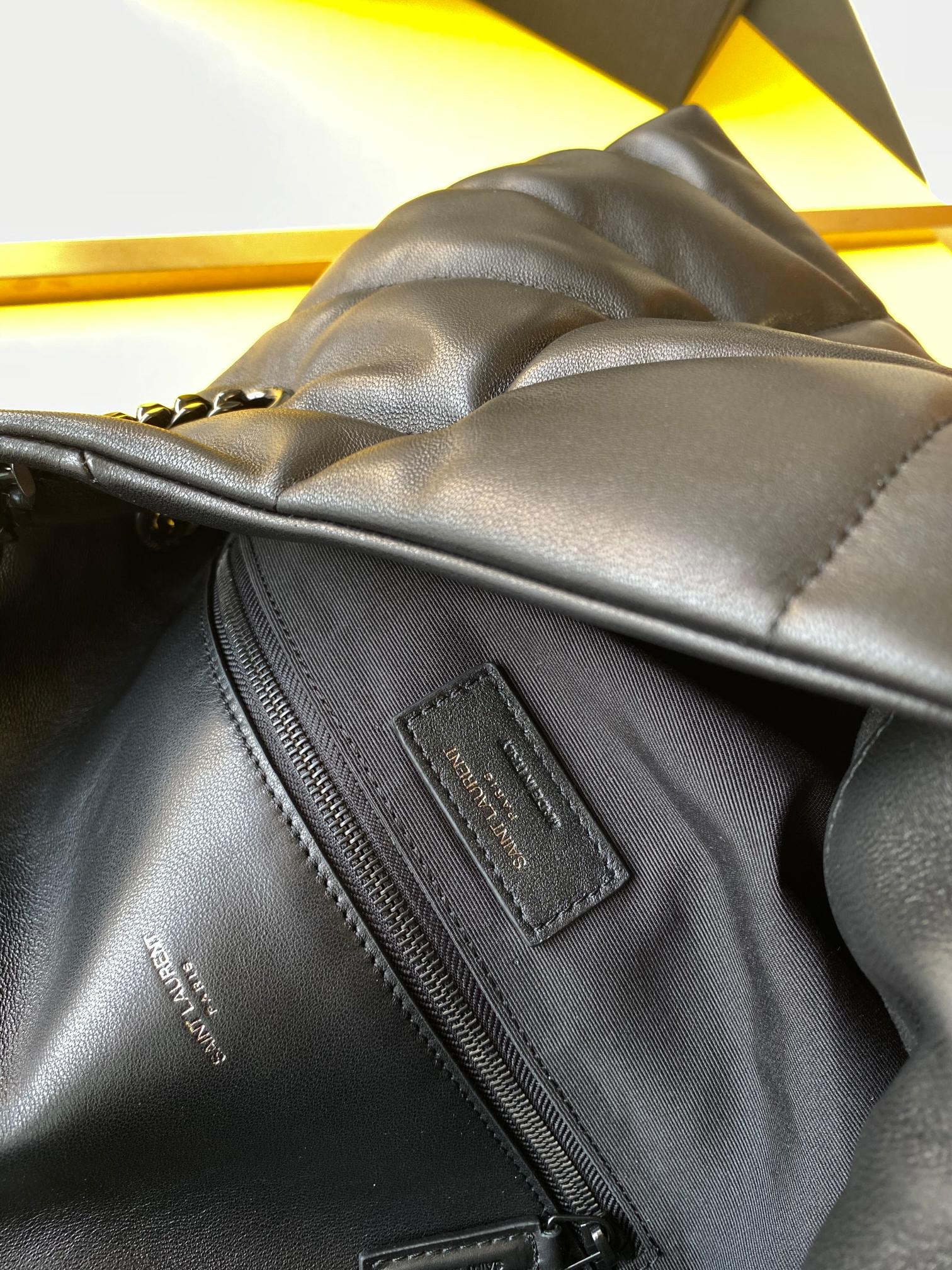 PUFFER MEDIUM CHAIN BAG IN DENIM AND SMOOTH LEATHER