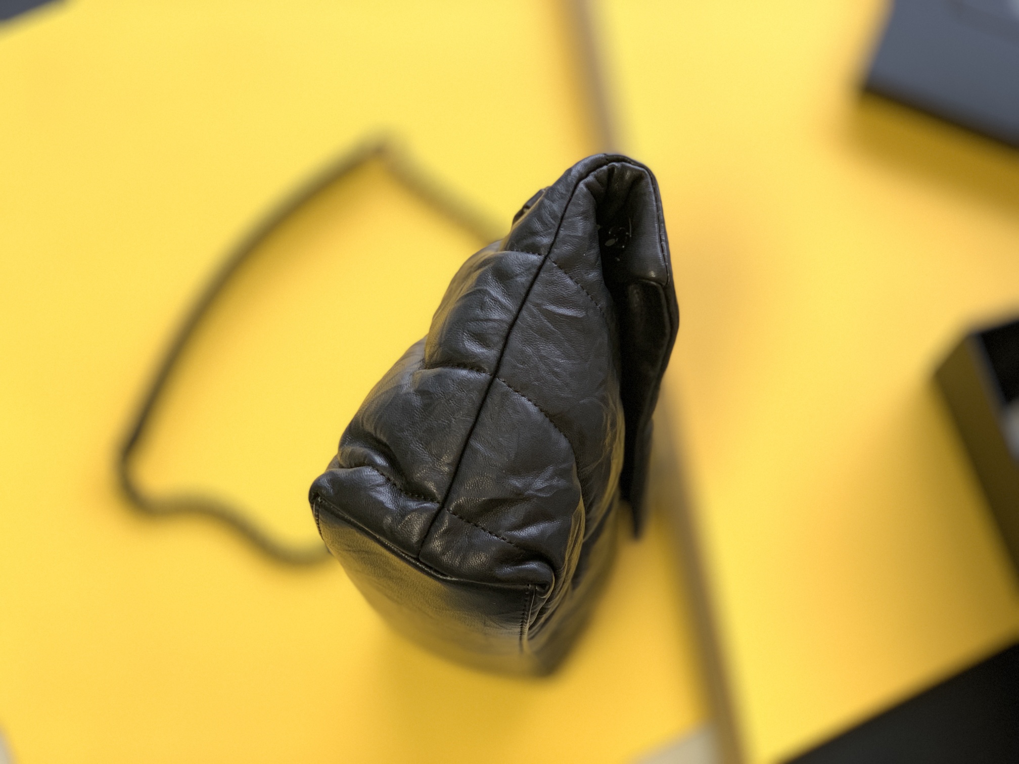 PUFFER MEDIUM CHAIN BAG IN DENIM AND SMOOTH LEATHER