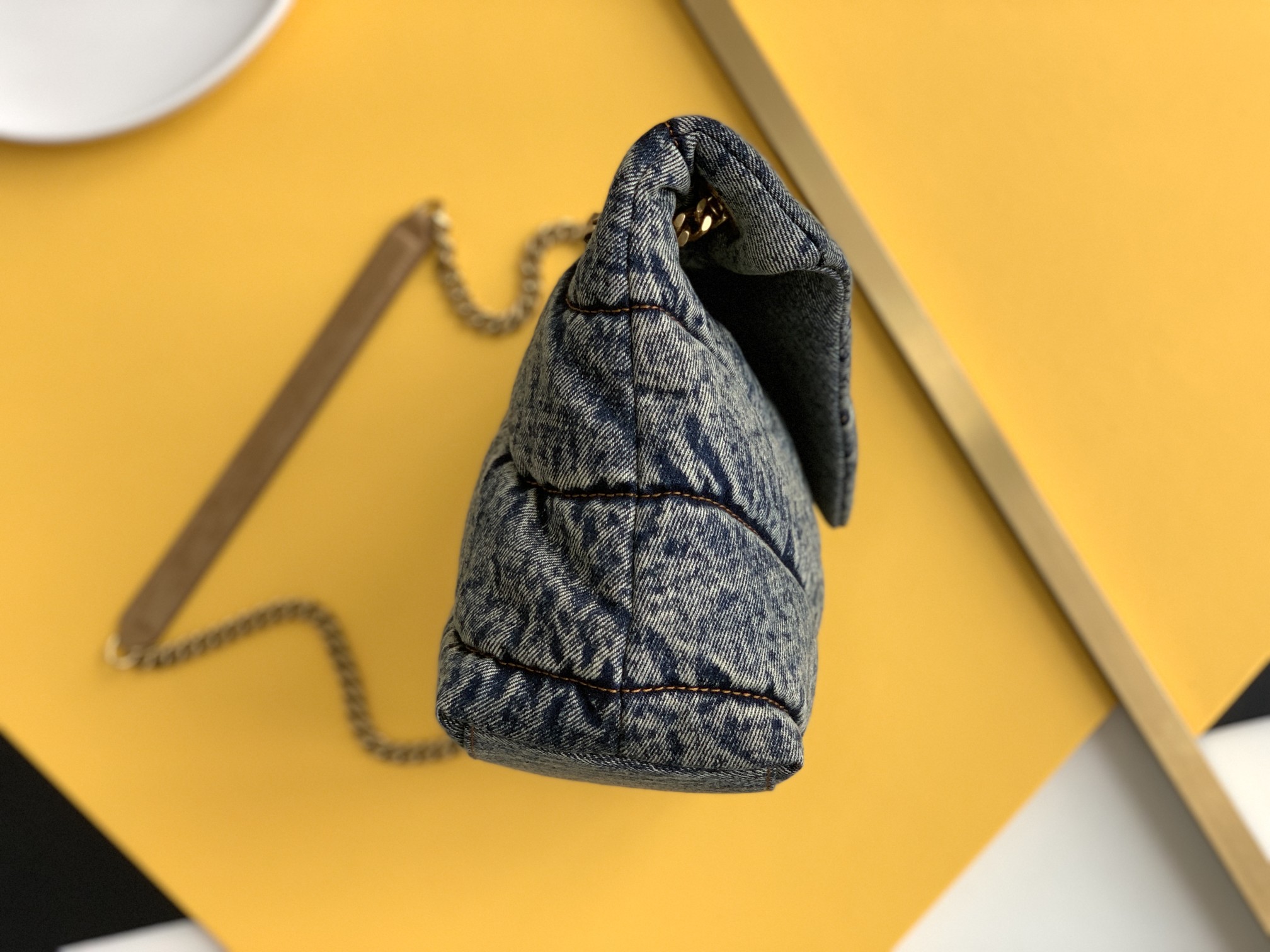 PUFFER TOY BAG IN CANVAS AND SMOOTH LEATHER