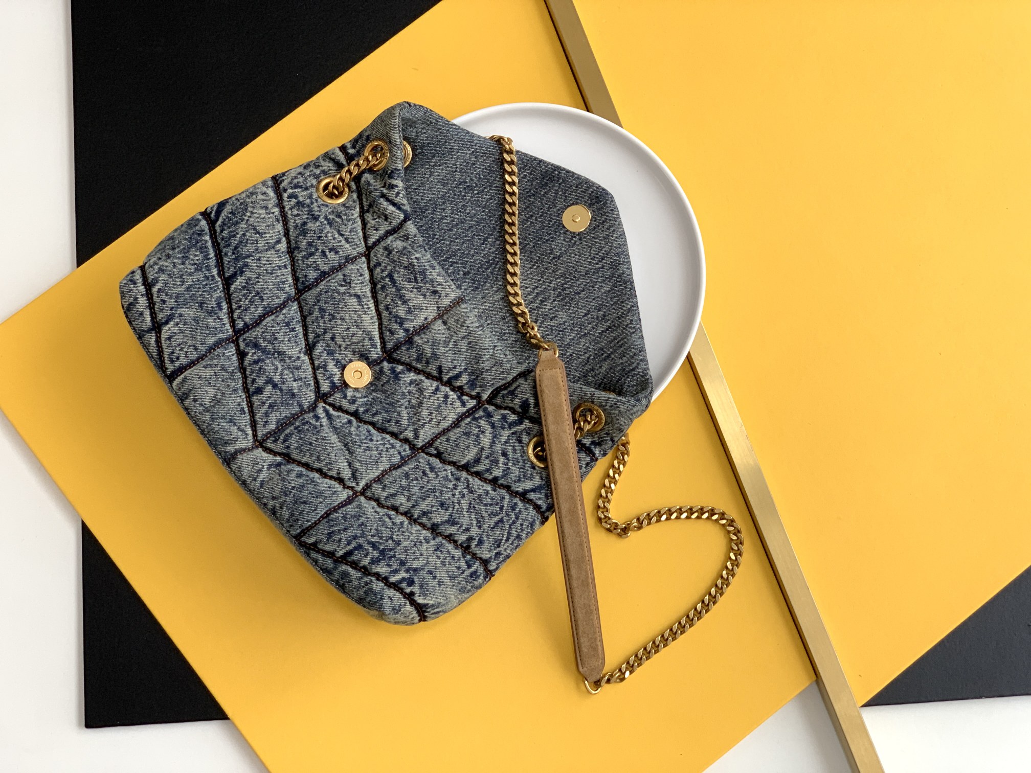 PUFFER TOY BAG IN CANVAS AND SMOOTH LEATHER
