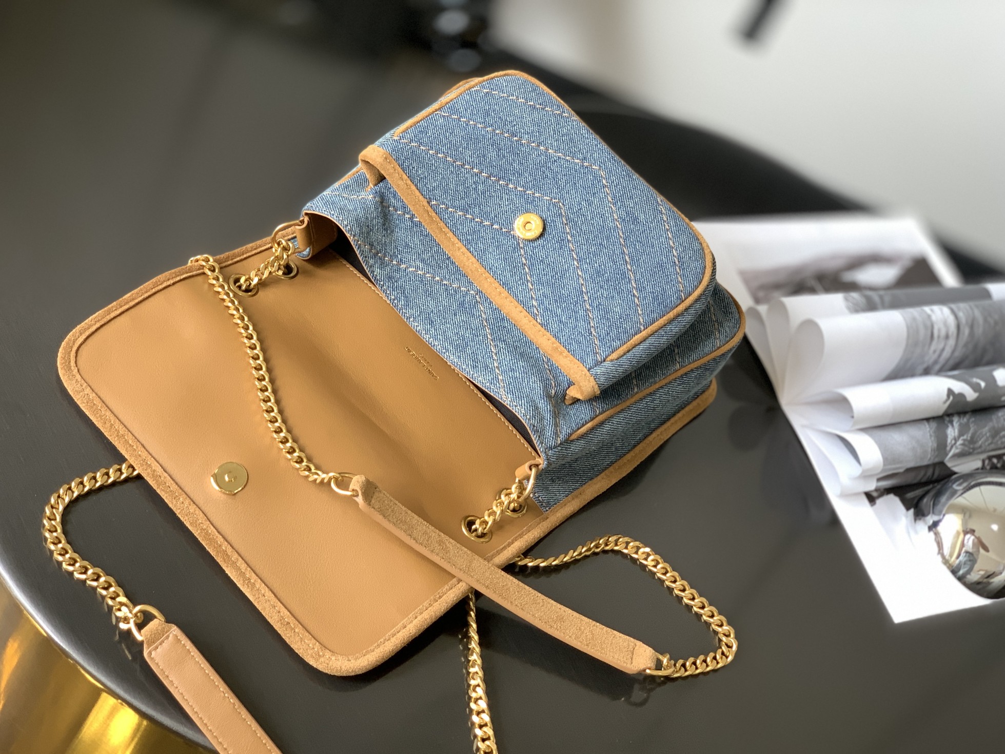 NIKI BABY CHAIN BAG IN CROCODILE-EMBOSSED LEATHER