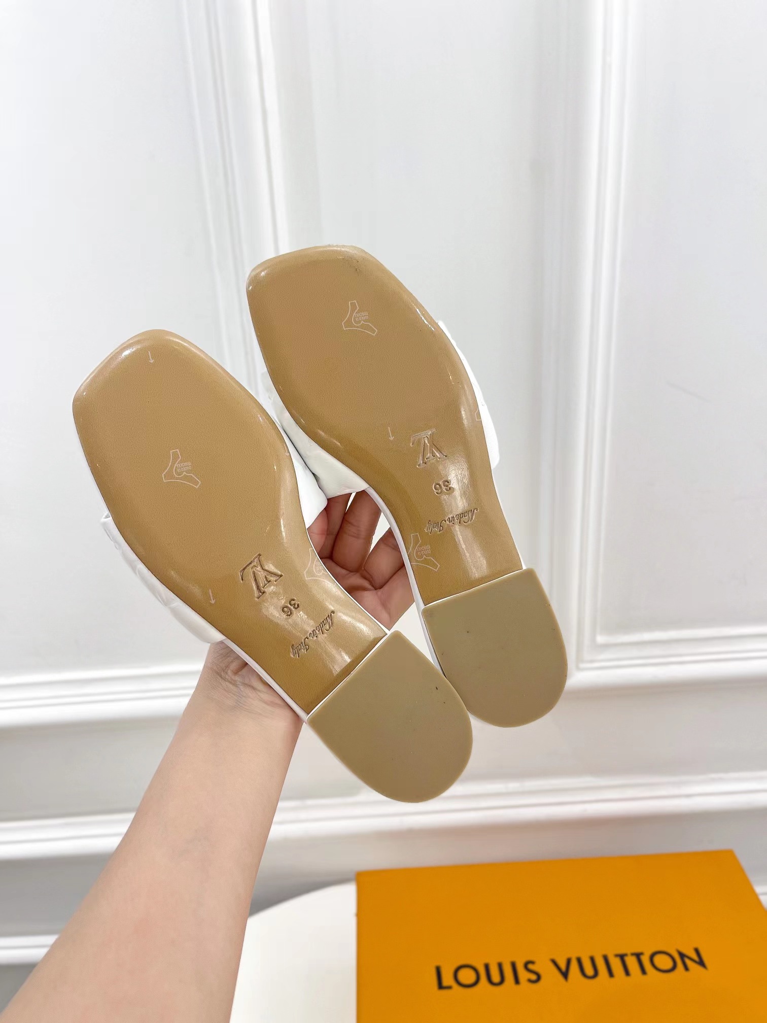 l**is V*t*n revival mule nude white slippers