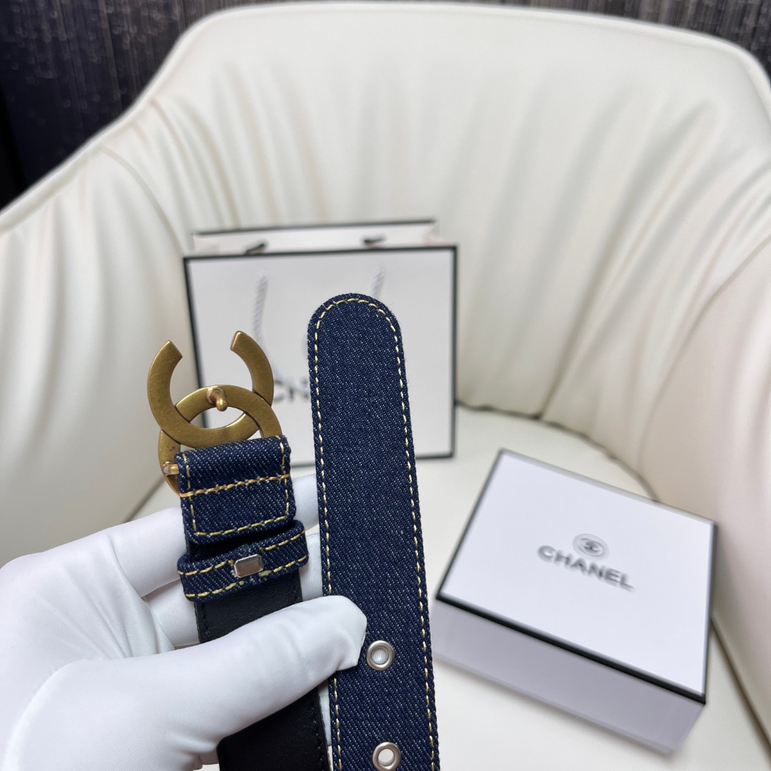 Ch*el pre-owned 1990s cc turn-lock denim belt